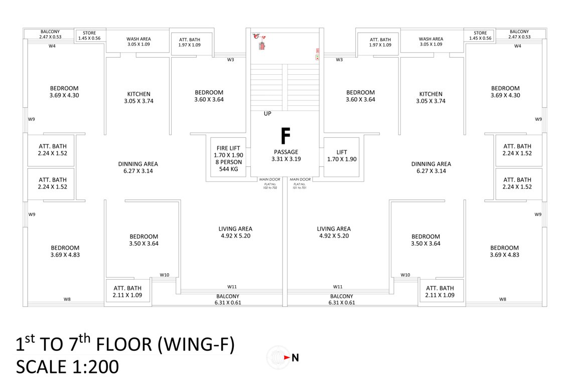  shilp Wing F Cluster Plan from 1st to 7th Floor