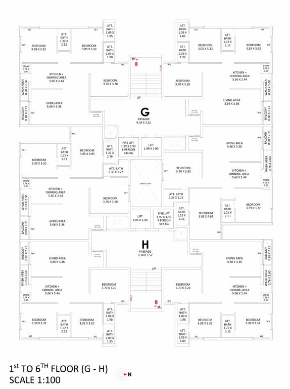  shilp Wing G H Cluster Plan from 1st to 6th Floor