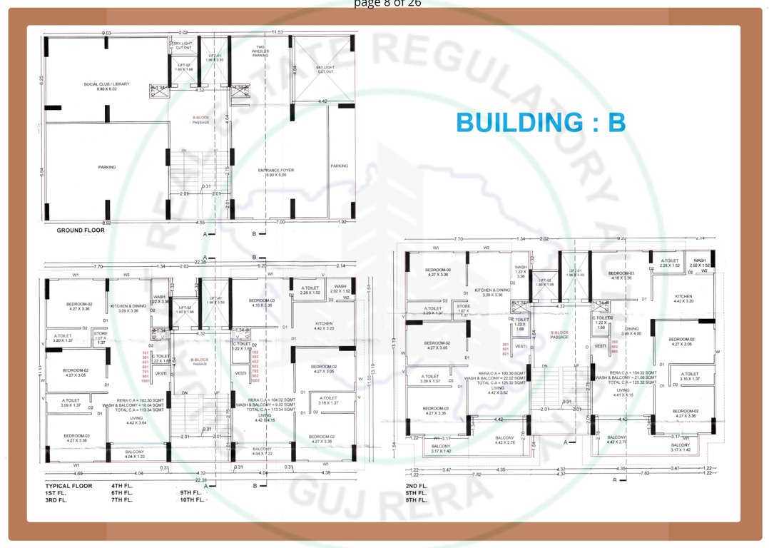  santorini seven Block B Cluster Plan from 1st to 8th Floor