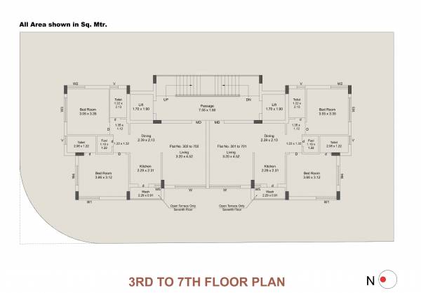  icon Flora Realty Cluster Plan from 3rd to 7th Floor