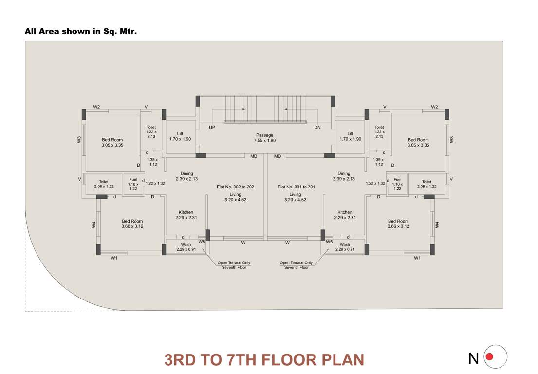  icon Flora Realty Cluster Plan from 3rd to 7th Floor