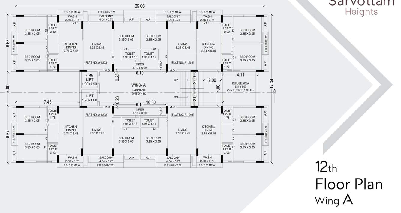  sarvottam heights Wing A Cluster Plan for 13th Floor