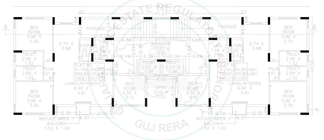  west  Tower A Cluster Plan from 1st to 12th Floor