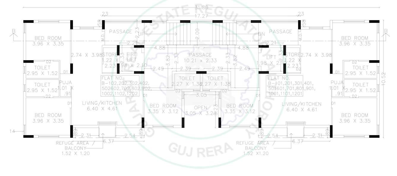  west  Tower B Cluster Plan from 1st to 12th Floor