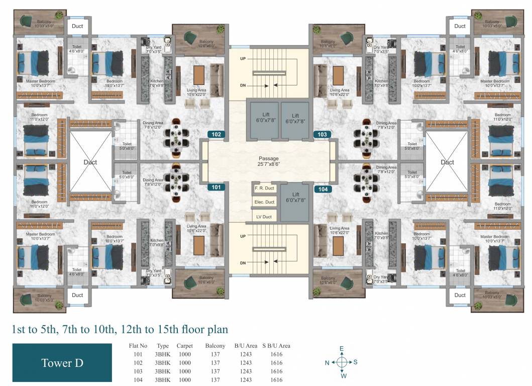  icon Block D Cluster Plan from 1st to 5th Floor