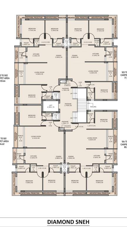  diamond sneh sagar Diamond Sneh Cluster Plan from 1st to 5th Floor