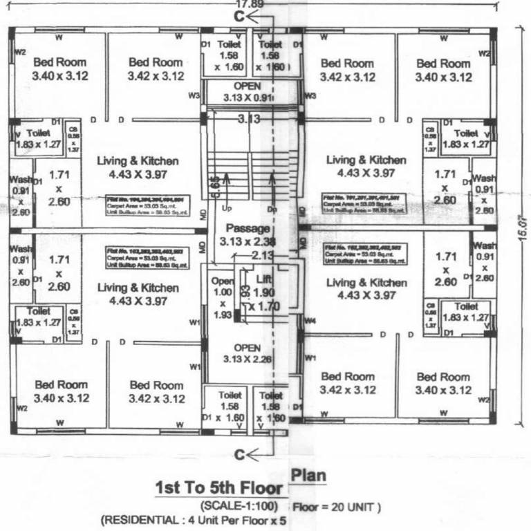  rudraksh Tower 1 Cluster Plan from 1st to 5th Floor