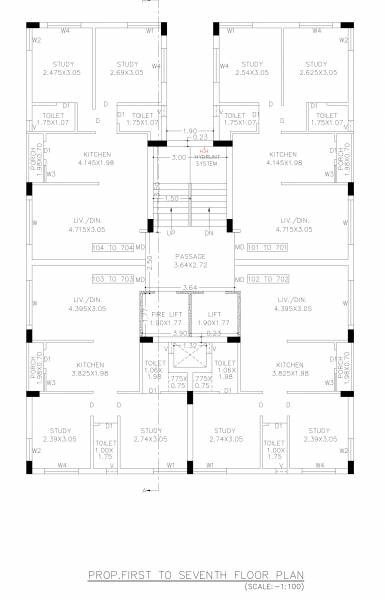  asopalav-plus Block - 1 Cluster Plan from 1st to 7th Floor