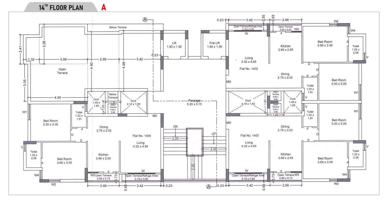  siddhi sapphire Wing A Cluster Plan for 14th Floor