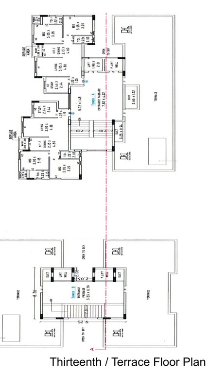  city Tower A, B Cluster Plan for 13th Floor andd Terrace 