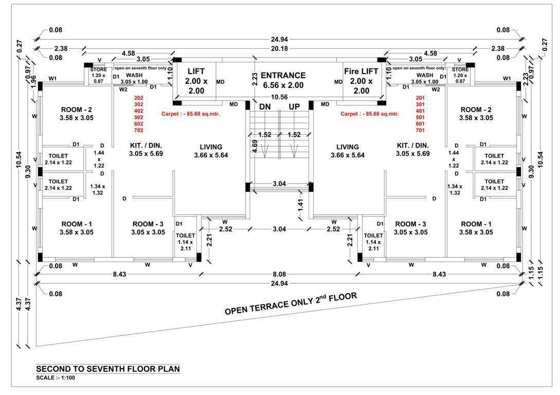  king s view Block 1 Cluster Plan from 2nd to 7th Floor