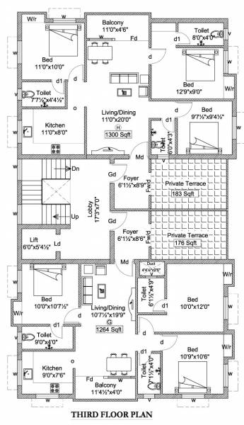  vairam Vairam Cluster Plan for 3rd Floor