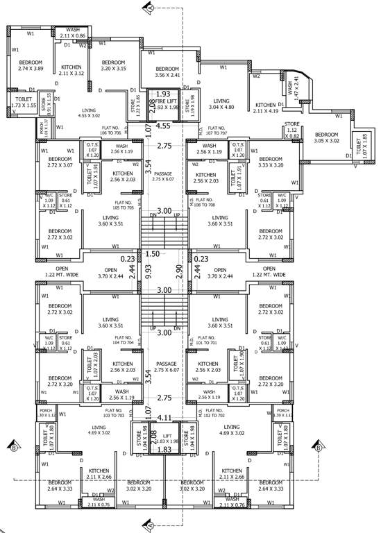  shyama twins Shyama Twins Cluster Plan from 1st to 7th Floor