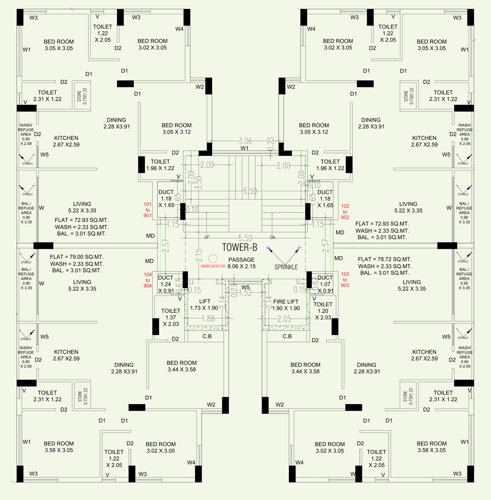  viral-vatika Tower B Cluster Plan from 1st to 9th Floor