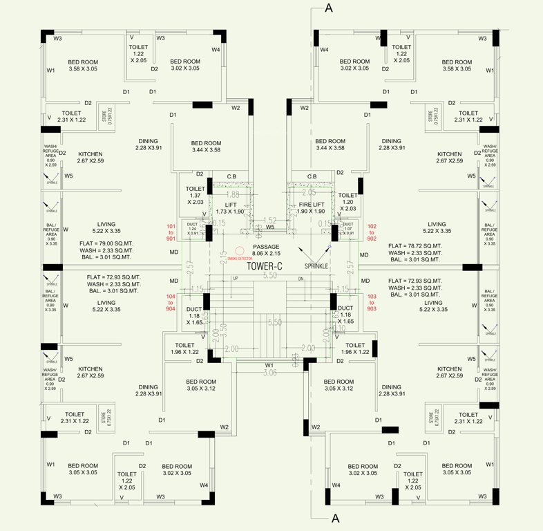 viral vatika Tower C Cluster Plan from 1st to 9th Floor