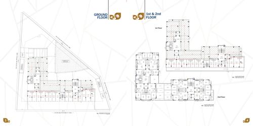  krishna-bhoomi Tower A1, A2 Cluster Plan from 1st to 2nd Floor