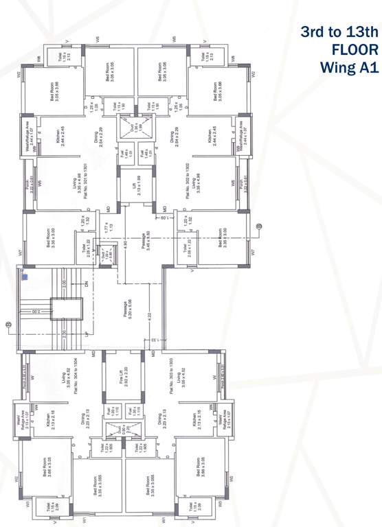  krishna bhoomi Tower A1 Cluster Plan from 3rd to 13th Floor