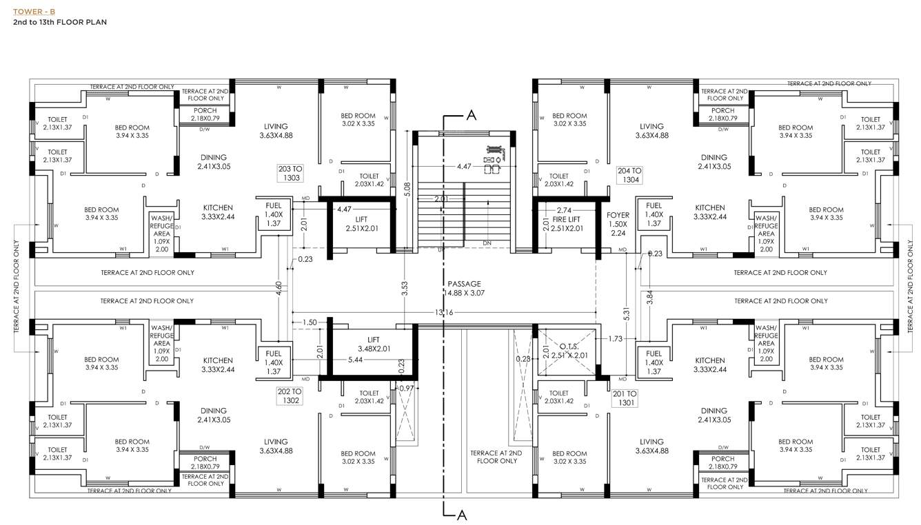  pradhyuman platina Tower B Cluster Plan from 2nd to 13th Floor