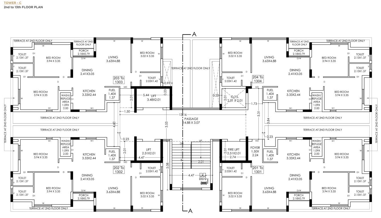  pradhyuman platina Tower C Cluster Plan from 2nd to 13th Floor