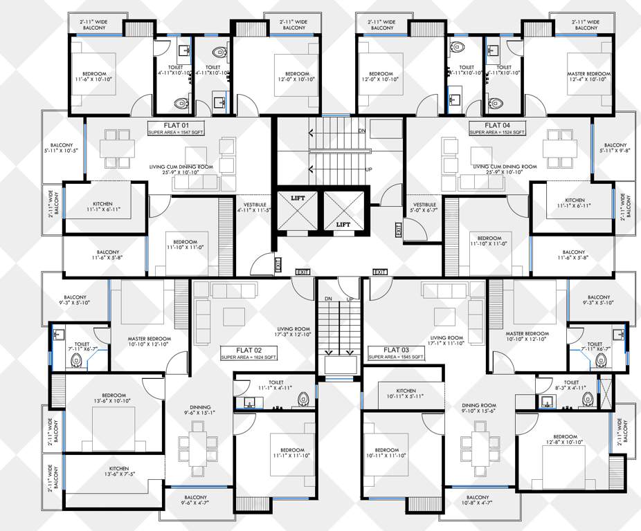  winsome dwarika residency Block A Cluster Plan from 1st to 7th Floor