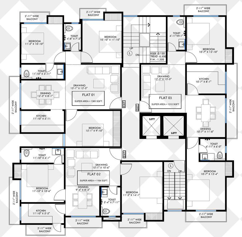  winsome dwarika residency Block B Cluster Plan from 1st to 6th Floor