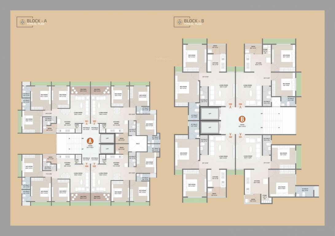  ganesh heights 2 Tower A & B Cluster Plan for Typical Floor