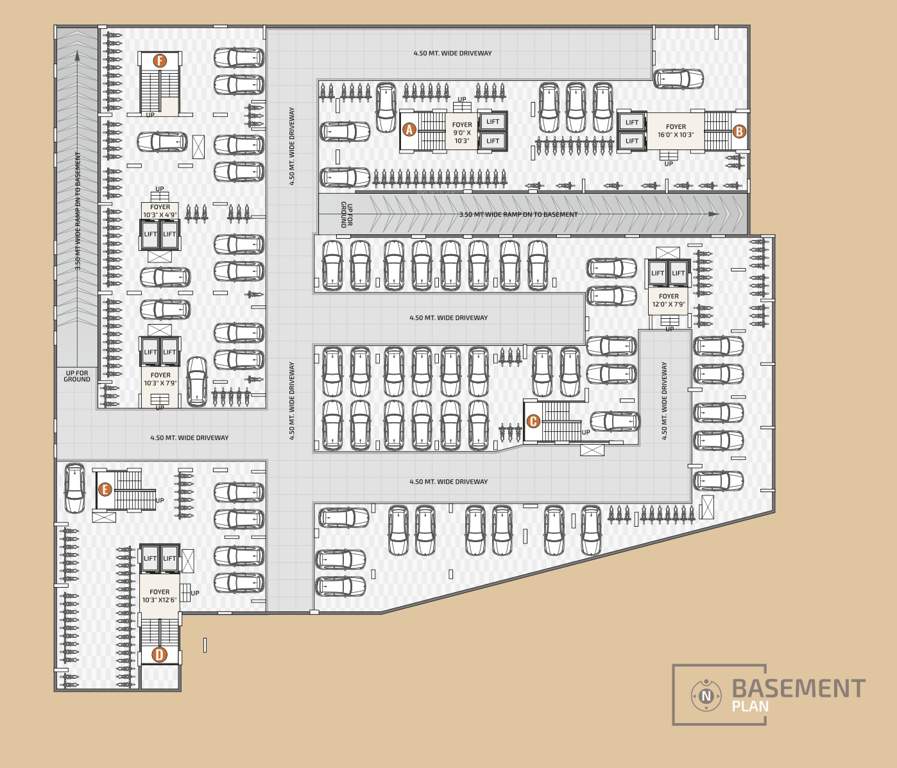  ganesh heights 2 Tower A to F Cluster Plan for Basement Floor