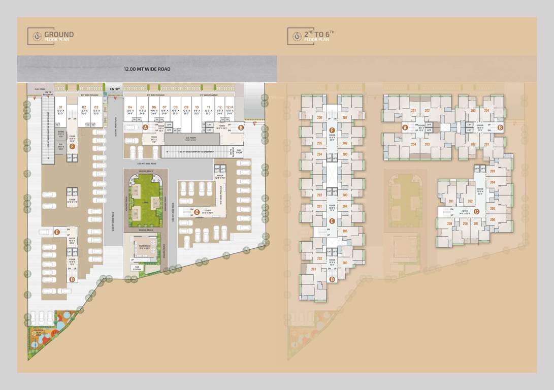  ganesh heights 2 Tower A to F Cluster Plan Ground & 2nd to 6th Floor