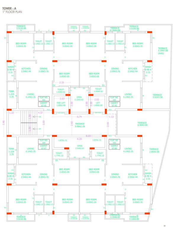 vatika Tower A Cluster Plan for 1st Floor