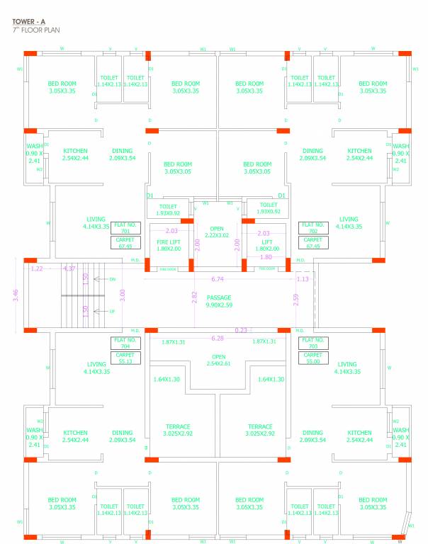vatika Tower A Cluster Plan for 7th Floor