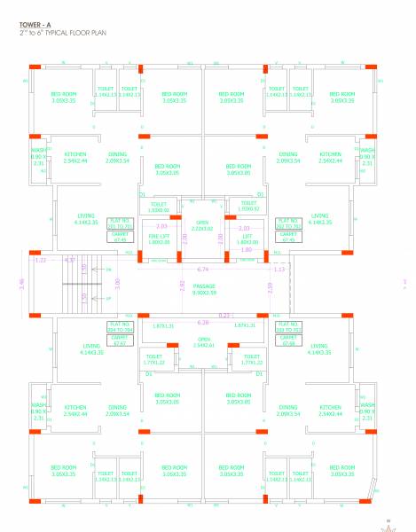  vatika Tower A Cluster Plan from 2nd to 6th Floor