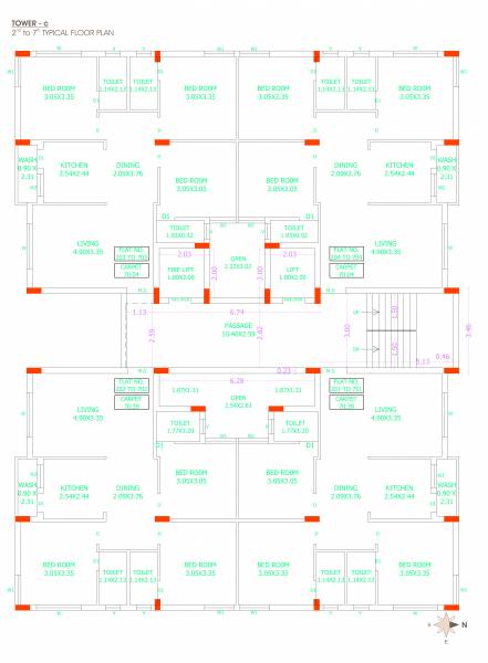  vatika Tower C Cluster Plan from 2nd to 7th Floor