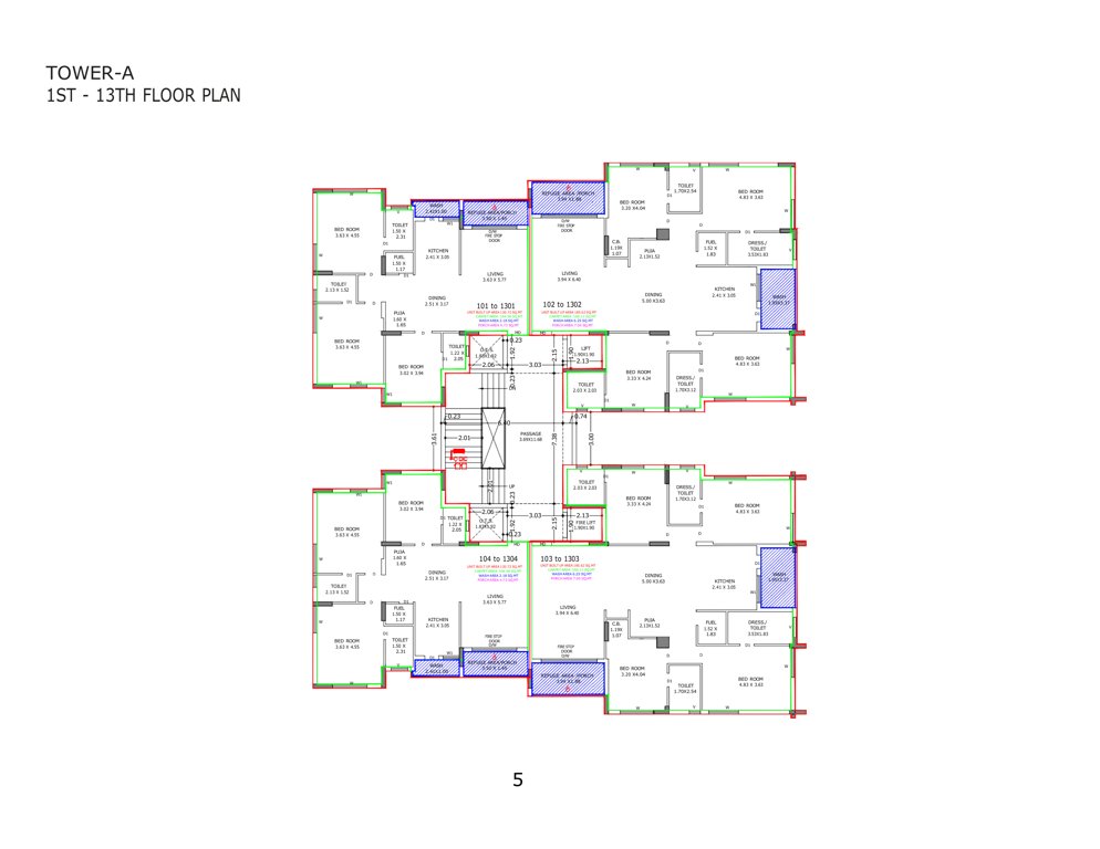 swaminarayan residency Tower A Cluster Plan from 1st to 13th Floor