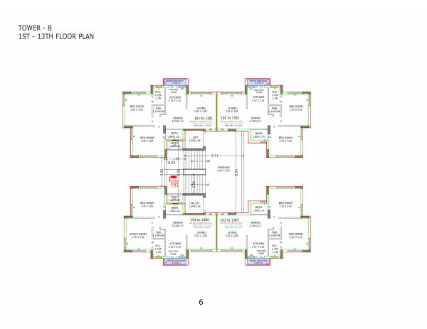 Tower B Cluster Plan from 1st to 13th Floor swaminarayan-residency Tower B Cluster Plan from 1st to 13th Floor