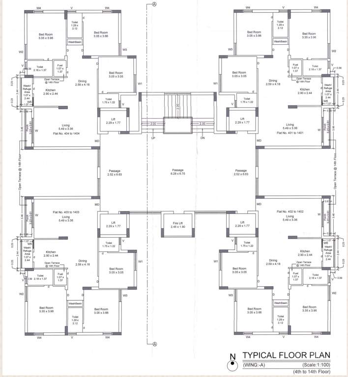  siddhi space Wing A Cluster Plan from 4th to 14th Floor