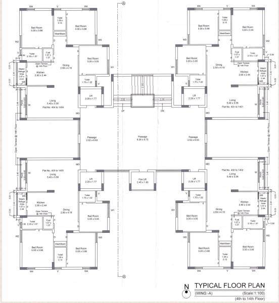 Wing A Cluster Plan from 4th to 14th Floor siddhi-space Wing A Cluster Plan from 4th to 14th Floor