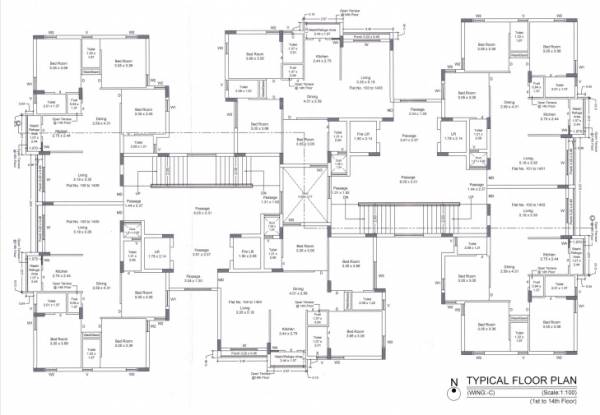 Wing C Cluster Plan from 1st to 14th Floor siddhi-space Wing C Cluster Plan from 1st to 14th Floor