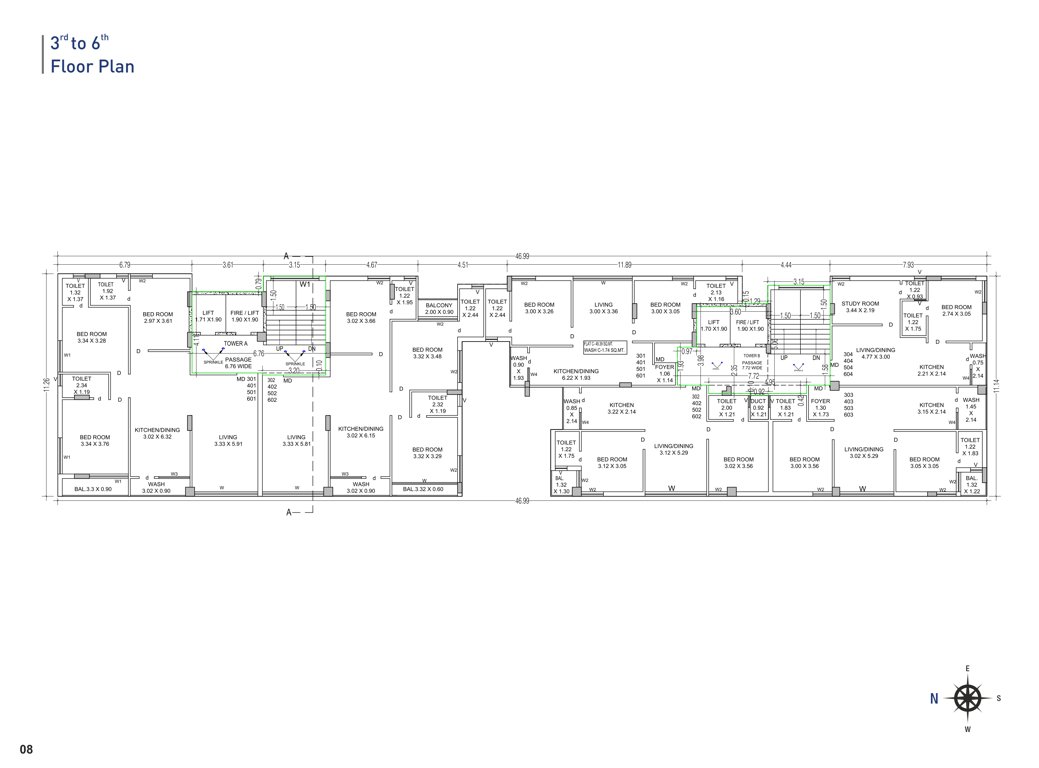  bombay silver height 2 Tower A Cluster Plan from 3rd to 6th Floor