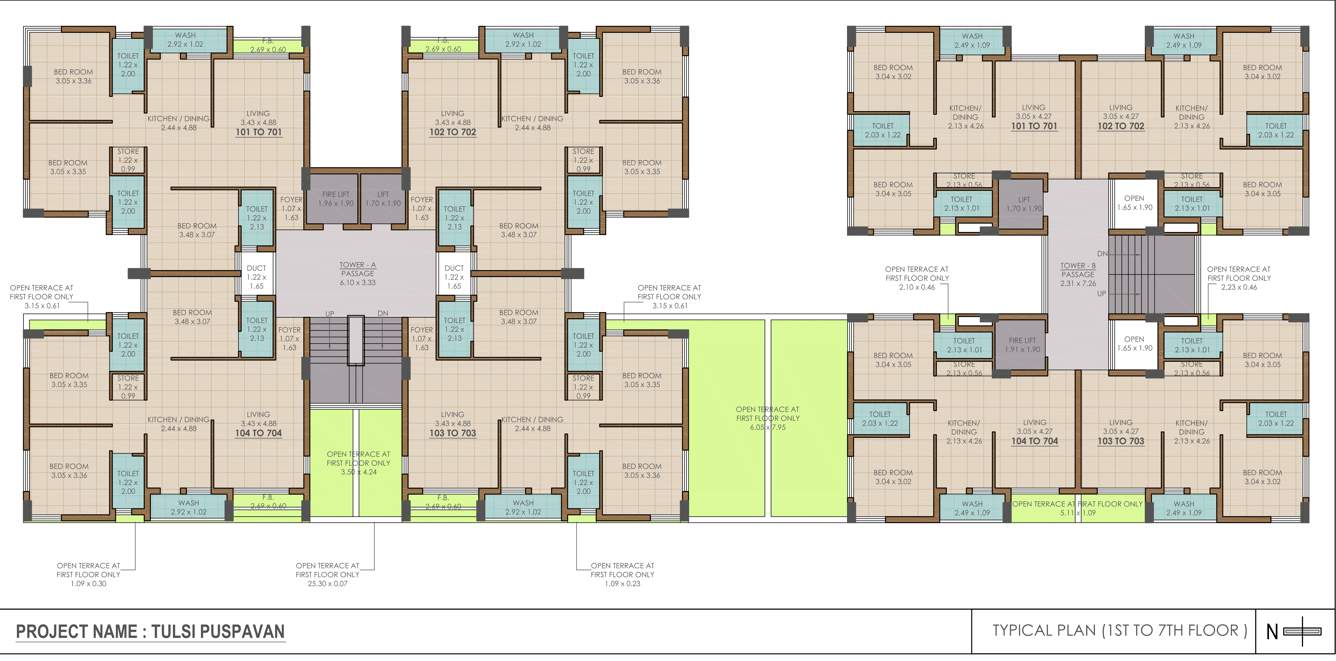  tulsi pushpavan Tower A Cluster Plan from 1st to 7th Floor