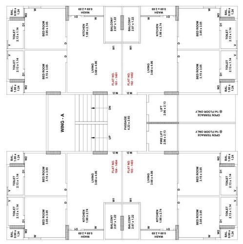  atulya-city Wing-A Cluster Plan from 1st to 14th Floor