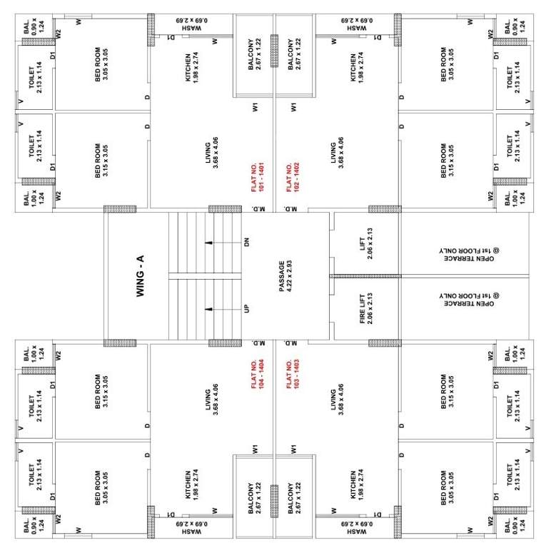  atulya city Wing A Cluster Plan from 1st to 14th Floor