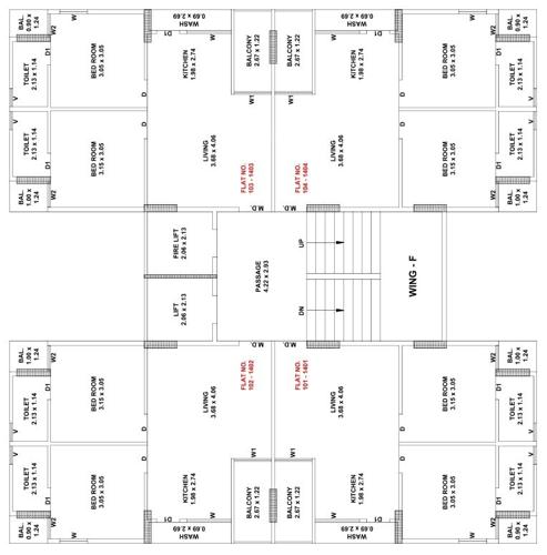  atulya-city Wing-F Cluster Plan from 1st to 14th Floor