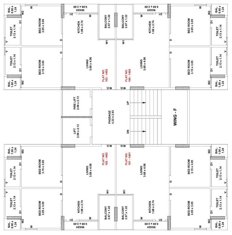  atulya city Wing F Cluster Plan from 1st to 14th Floor