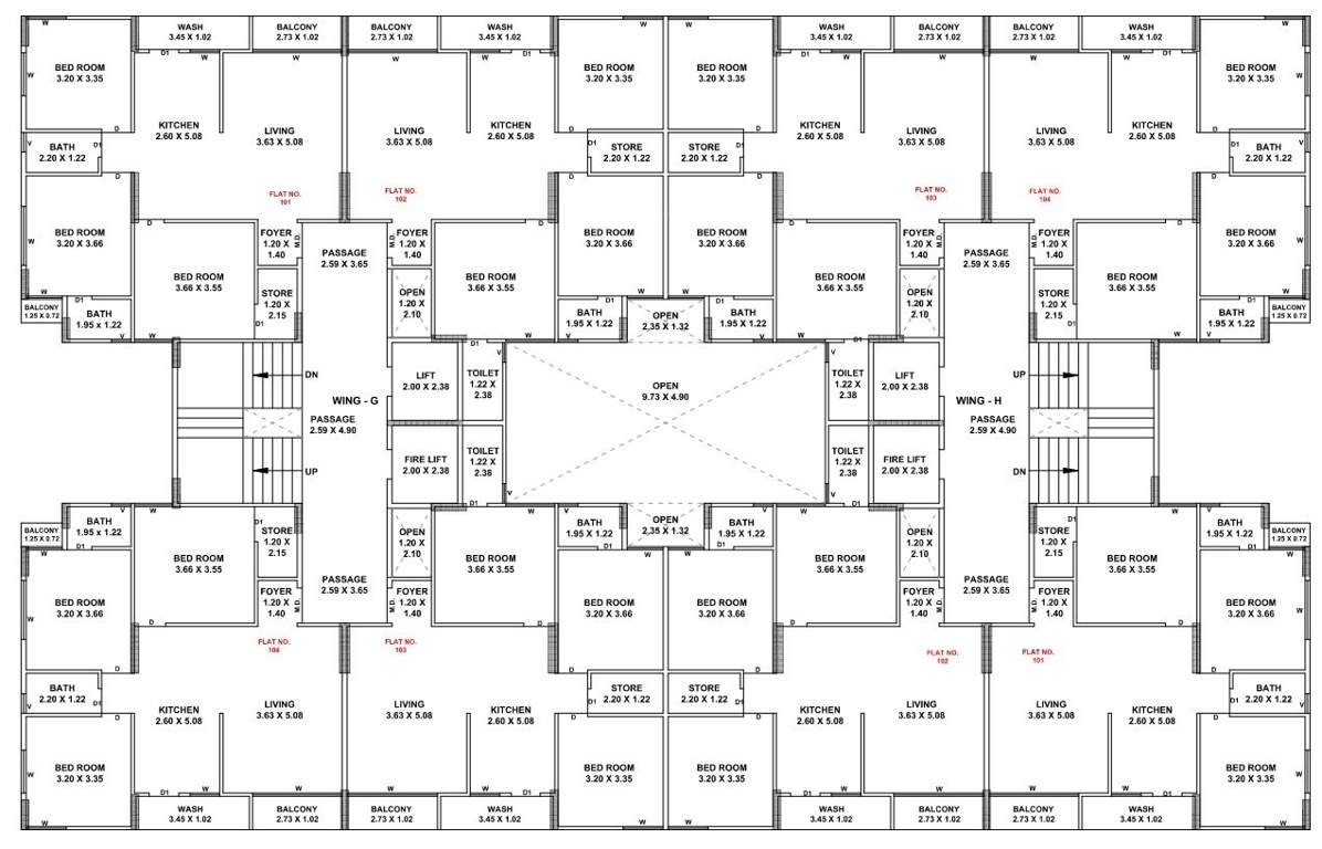 atulya city Wing G&H Cluster Plan from 1st to 6th Floor