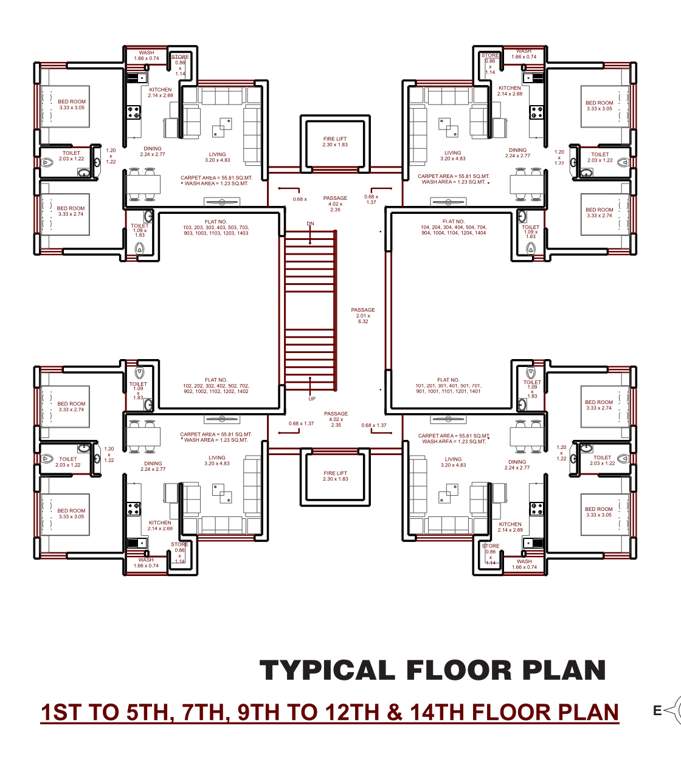  crystal heaven wing e f g h Tower F Cluster Plan from 1st to 14th Floor