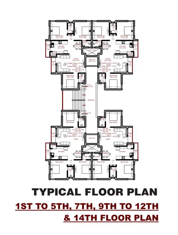  crystal heaven wing e f g h Tower G Cluster Plan from 1st to 14th Floor