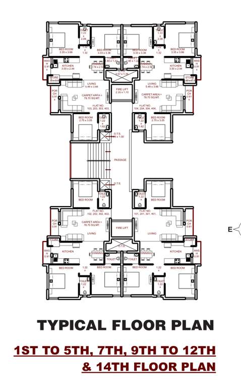  crystal heaven wing e f g h Tower H Cluster Plan from 1st to 14th Floor