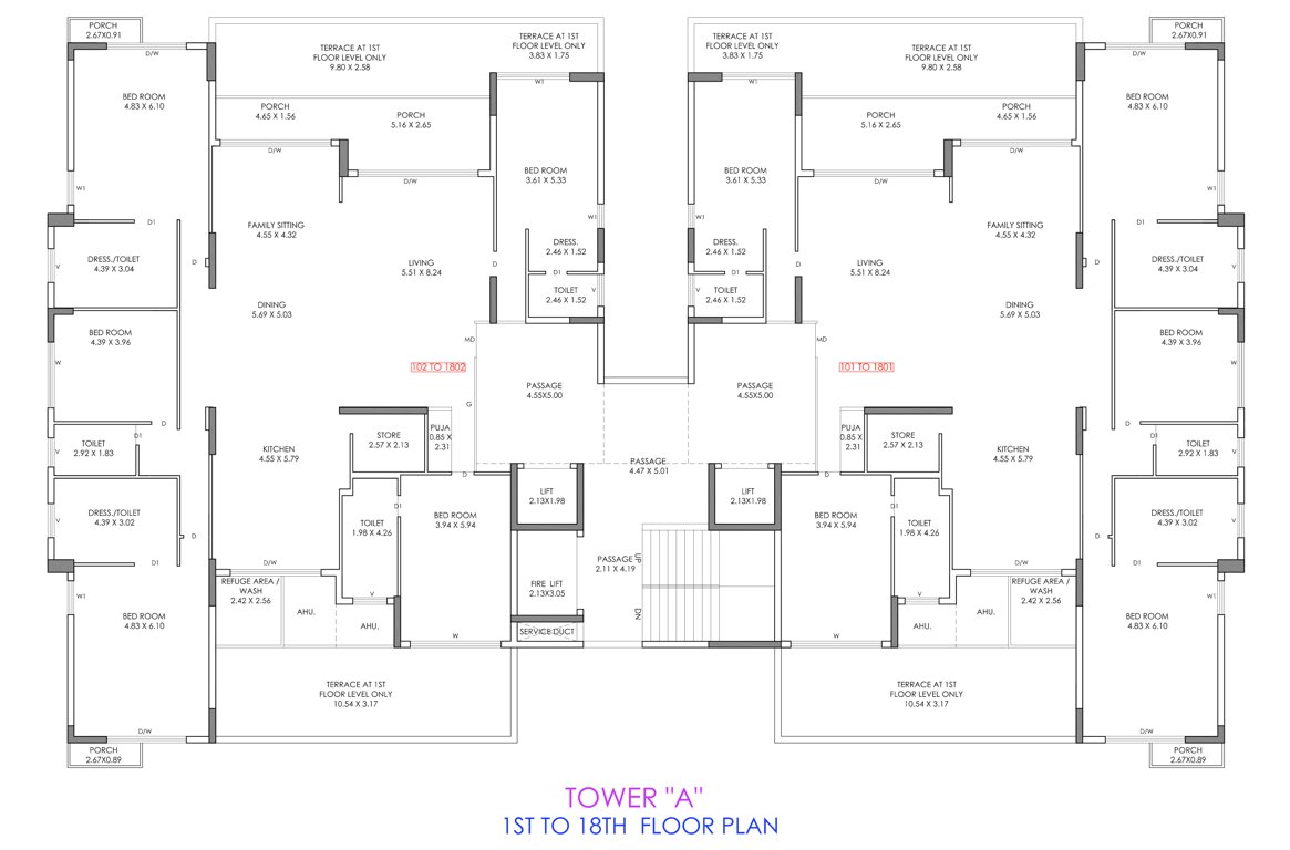  harmony hills Tower A Cluster Plan from 1st to 18th Floor