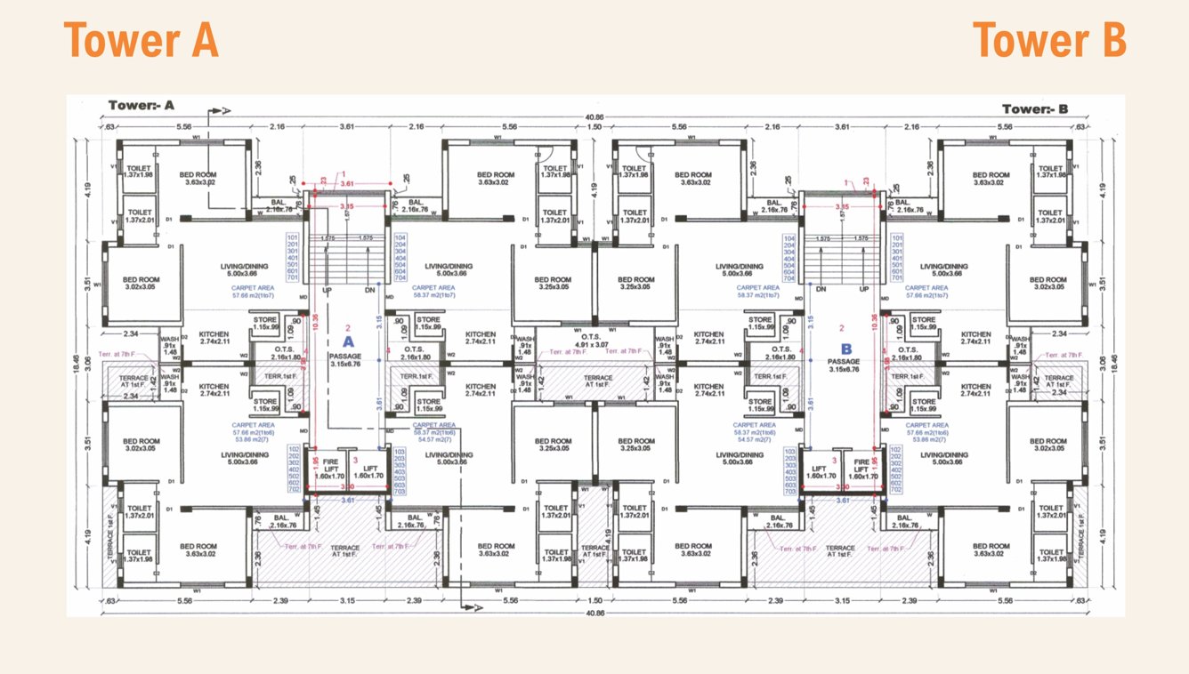 heights Block A Cluster Plan from 1st to 8th Floor