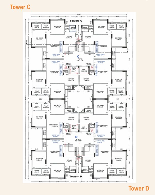 heights Block C Cluster Plan from 1st to 10th Floor